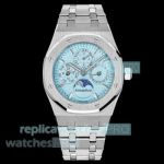 MK Factory Swiss Clone Audemars Piguet Royal Oak Ice Blue Dial Perpetual Calendar Watch 